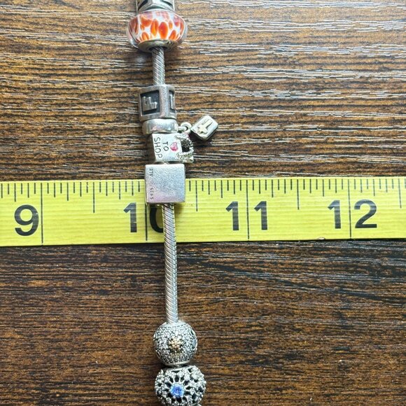 Pandora ALE Sterling Silver 925 Assorted Charms CZ Charm Bracelet 7.5" Length - Picture 14 of 16
